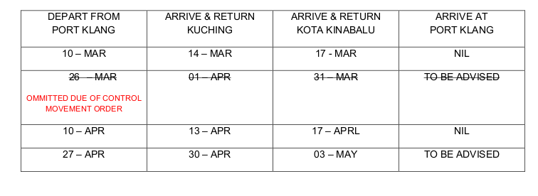 Sailing Schedules – Transvio